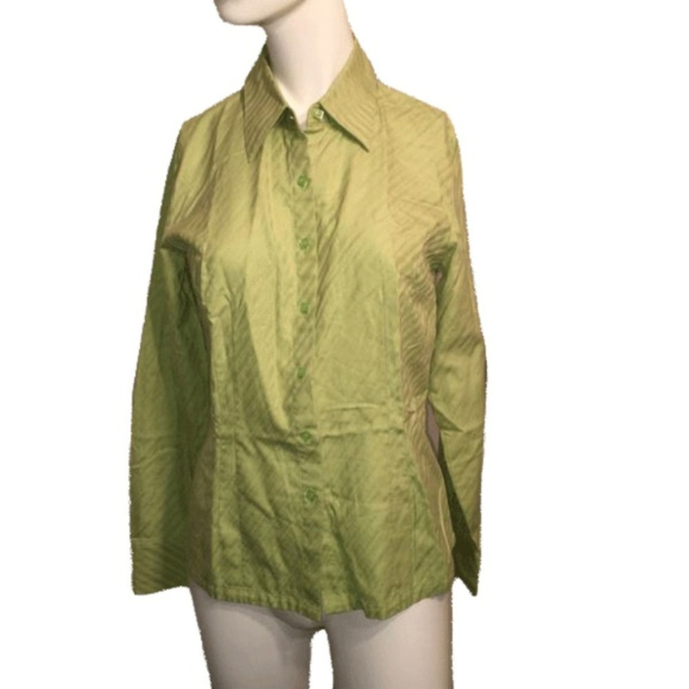 Talbots Button Down Top Lime Green Size 6